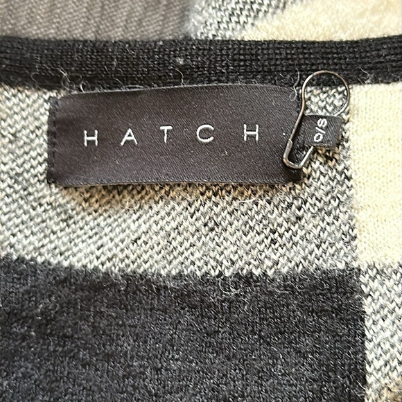 Hatch O/S baby alpaca, merino blend Black White Plaid Cardigan great condition - Picture 6 of 8